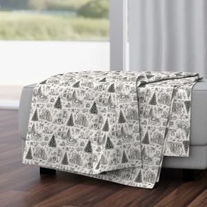 Christmas Cats Toile Black and White Home Styling Collection Home Styling Collection christmas tree throw blanket design