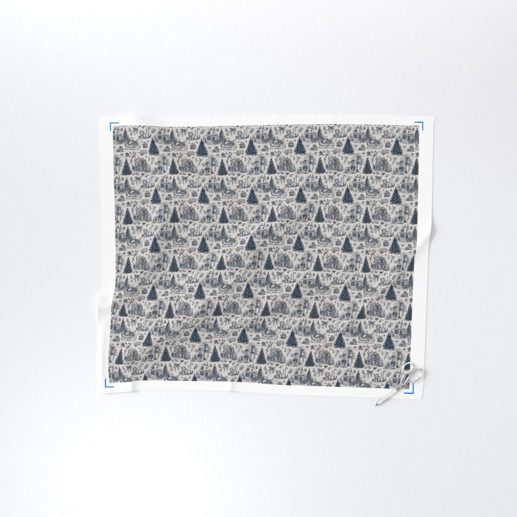 Christmas Cats Toile Midnight Navy Fabric cat pattern fabric