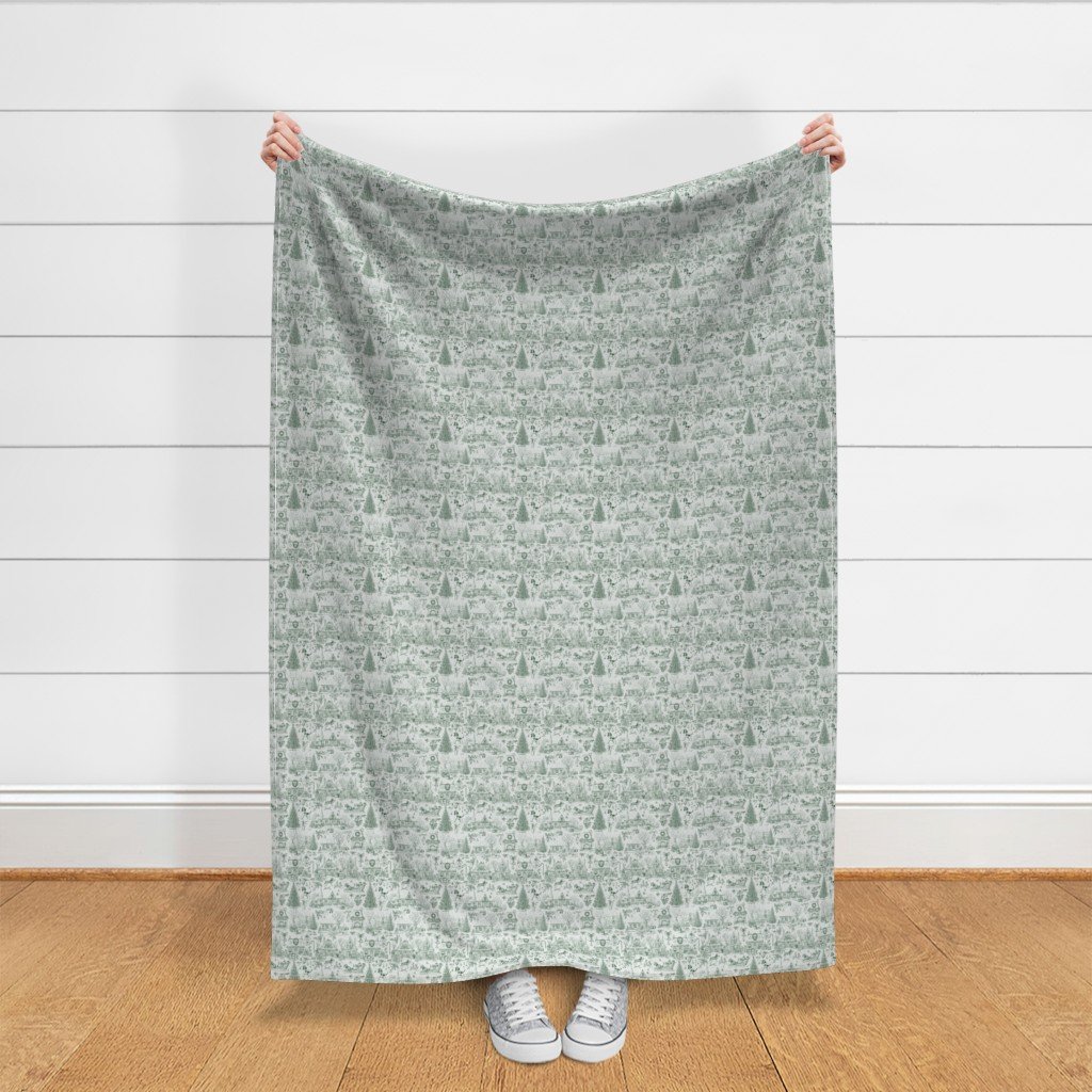 Christmas Dogs Toile Forest Green Decor Collection Design Collection dog pattern fabric