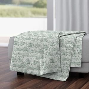 Victorian Christmas Village Toile Forest Green Home Styling Collection Home Decor Collection christmas tree throw blanket design