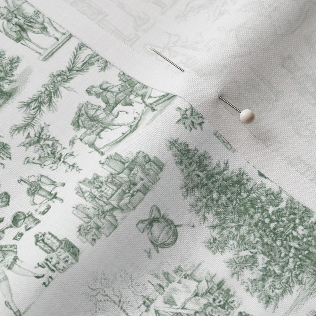 Christmas Nutcracker Toile Forest Green Fabric christmas tree fabric