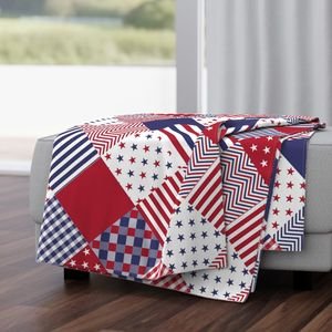 USA Americana Patchwork Red White & Blue Quilt Patterns Decor Collection Interior Collection 4th july throw blanket design