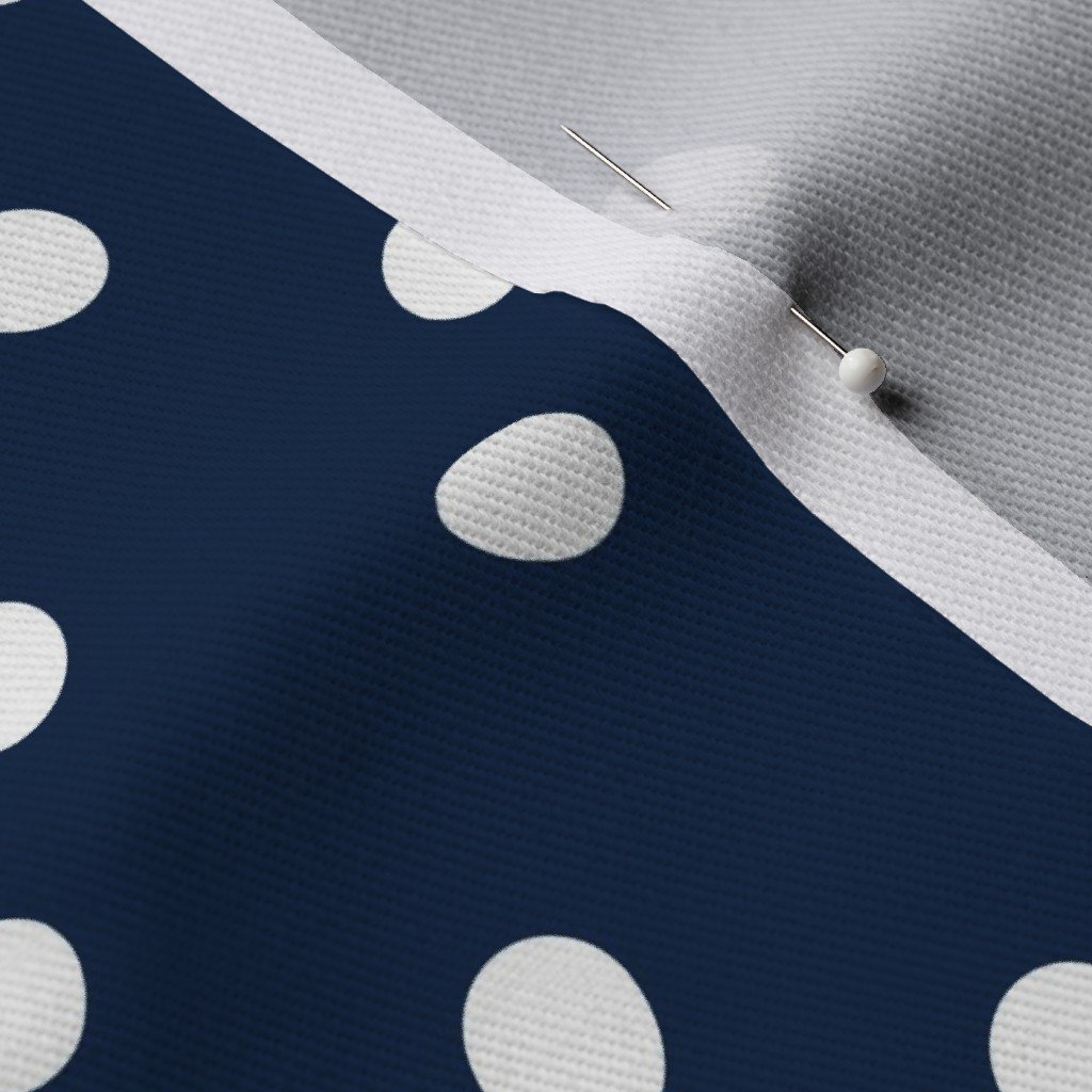 White Polkadots on Sailor Blue Fabric navy blue fabric
