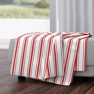 Mattress Ticking Wide Striped Pattern in Red and White Home Styling Collection Home Styling Collection mattress stripes throw blanket design