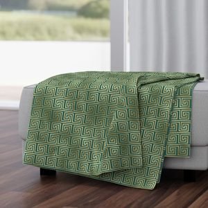 Teal and Faux Gold Foil Vintage Art Deco Greek Key Pattern Interior Collection Interior Collection teal and gold key throw blanket design