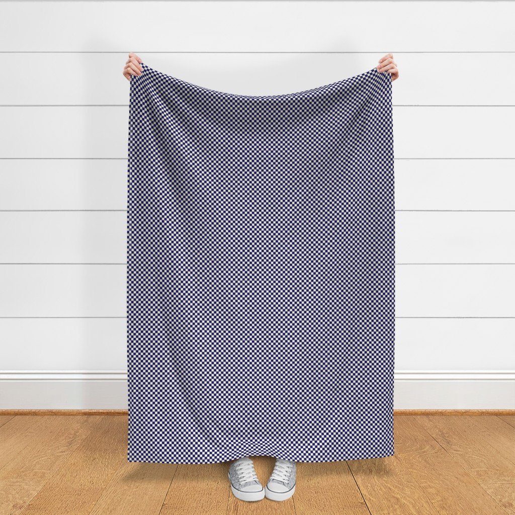 Navy Blue and Cream Checkerboard Squares Fabric blue checks fabric