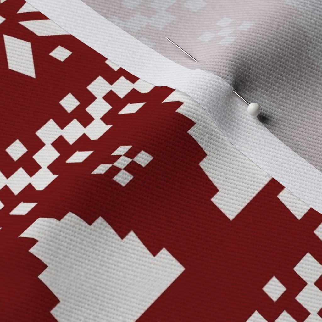 Large Dark Christmas Candy Apple Red Nordic Trees Stripe in White Fabric christmas trees fabric