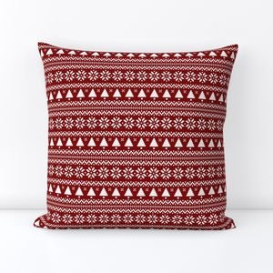 Dark Christmas Candy Apple Red Nordic Trees Stripe in White Home Styling Collection Design Collection nordic stripe throw pillow design