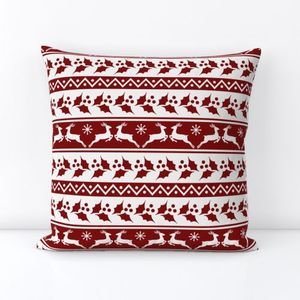 Large Dark Christmas Candy Apple Red Nordic Reindeer Stripe in White Design Collection Home Styling Collection red stripe throw pillow design