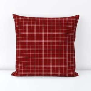 Dark Christmas Candy Apple Red Plaid Check with White Home Styling Collection Interior Collection red white plaid throw pillow design