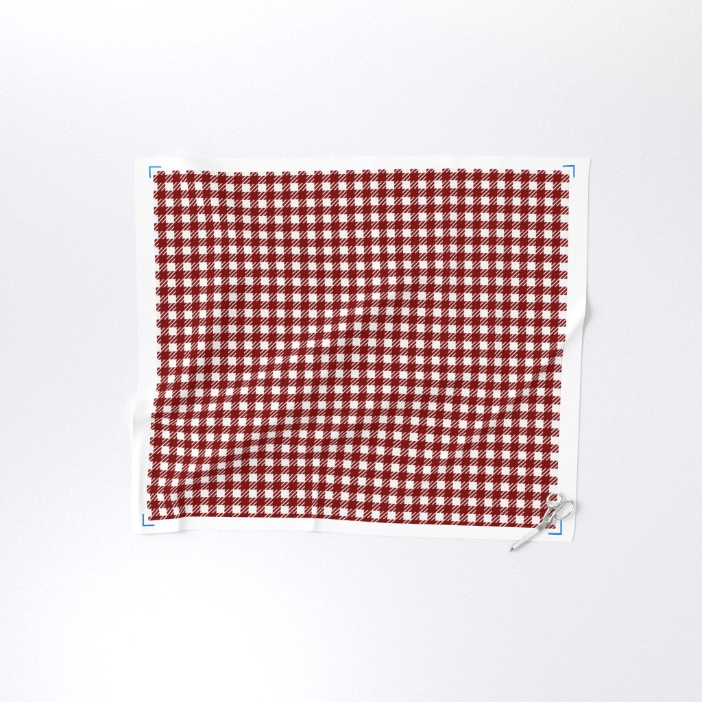 Large Dark Christmas Candy Apple Red Gingham Plaid Check Fabric gingham check fabric