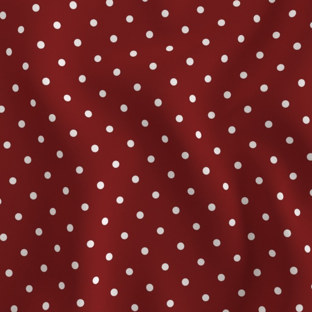 Large White Polka Dots On Dark Christmas Candy Apple Red Fabric red white dots fabric