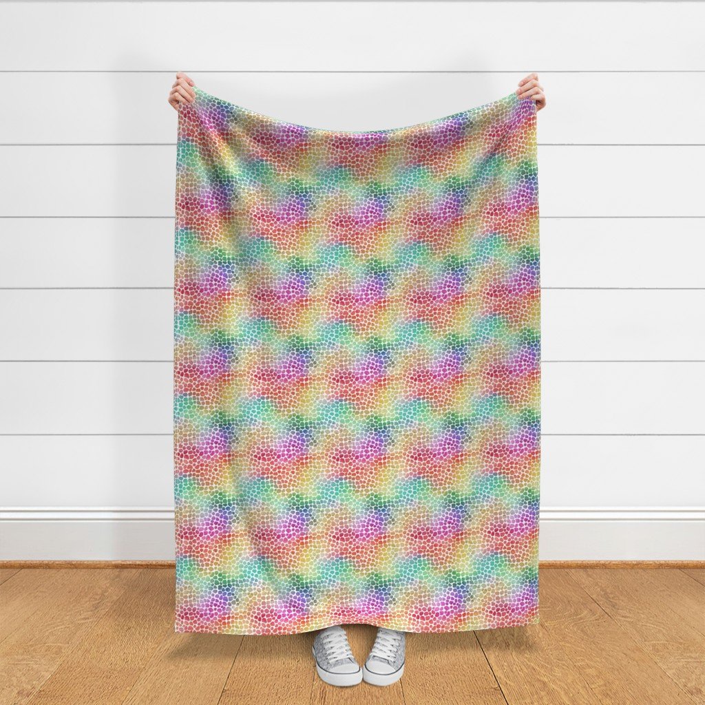 Rainbow Bright Pastel Mosaic Watercolor Spots Fabric pastel spots fabric