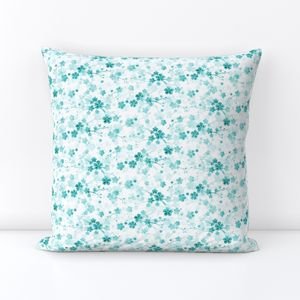 Bright Aqua Blue Pastel Watercolor Cherry Blossom Flowers and Vines Home Styling Collection Interior Collection flowers vines throw pillow design