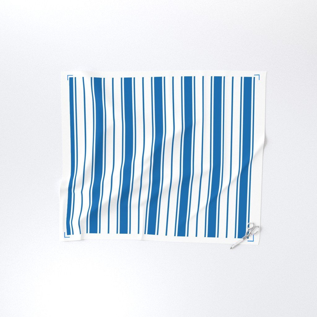 Biscayne Bay Blue and White Vertical French Stripe Fabric jumbo stripe fabric