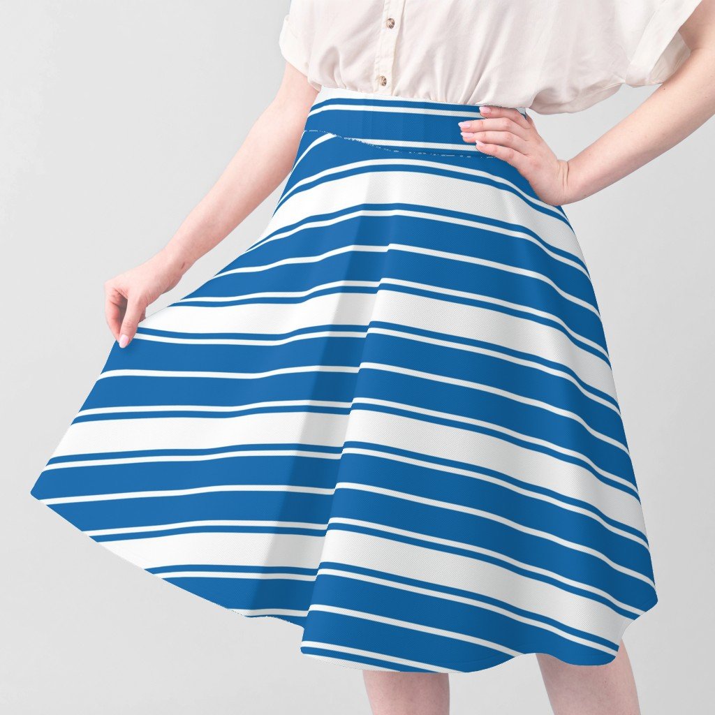 Biscayne Bay Blue and White Horizontal French Stripe Fabric horizontal stripe fabric