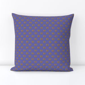 Faux Metallic gold Foil Crowns on Periwinkle Blue Color of the Year Interior Collection Design Collection violet blue throw pillow design