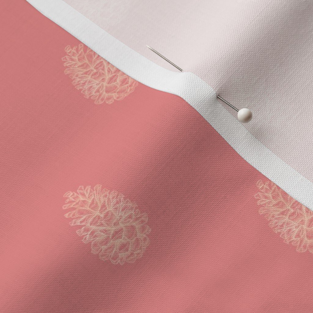 Christmas Pine Cone in Rose Gold Faux Foil on Pink Fabric pine cone fabric