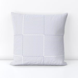 Patchwork Quilt Squares in Shades of Periwinkle Blue Seersucker look Home Decor Collection Decor Collection periwinkle blue throw pillow design