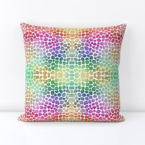 Rainbow Bright Pastel Mosaic Watercolor Spots in Mirror Repeat Decor Collection Home Styling Collection mirror repeat throw pillow design