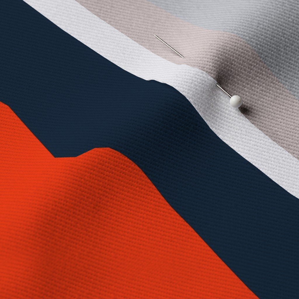 2 Inch Vertical Navy and Orange Cabana Stripes Fabric blue stripe fabric