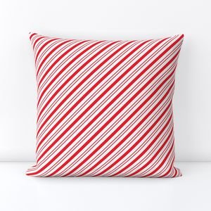 Small Classic Red Diagonal Christmas Candy Stripes Design Collection Interior Collection diagonal stripes throw pillow design