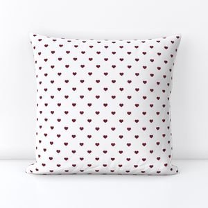 Mini Wine Color Valentines Polkadot Love Hearts on White Background Home Decor Collection Interior Collection white heart throw pillow design