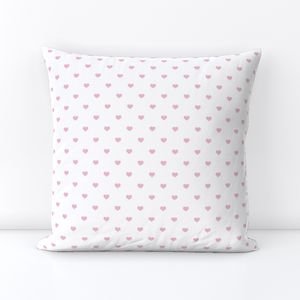 Mini Cotton Candy Pink Valentines Polkadot Love Hearts on White Background Home Decor Collection Home Decor Collection valentine s day throw pillow design