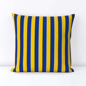 School Colors Vertical One Inch Stripe Blue and Gold Mairemont HS Interior Collection Home Styling Collection blue striped throw pillow design