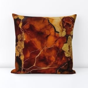 Amber and Gold Alcohol Ink 4 Interior Collection Home Styling Collection inky pattern throw pillow design