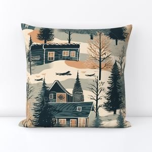 Montana Winter Cabins Montana with Evergreens Home Decor Collection Decor Collection montana trees throw pillow design