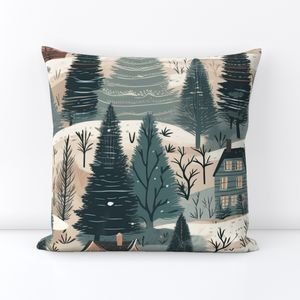 Montana Winter Cabins Montana with Evergreens Home Styling Collection Home Decor Collection montana trees throw pillow design