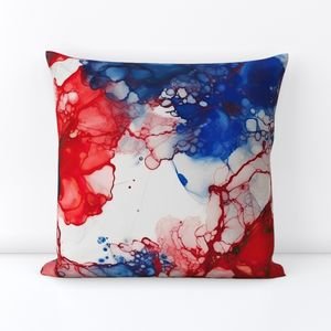 Red White and Blue Alcohol Ink American Patriotic Flag Colors Alcohol Ink Design Collection Home Styling Collection red and blue throw pillow design