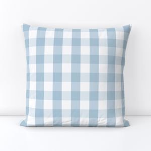 Sky Blue and White French Provincial Winter Gingham Check Home Styling Collection Interior Collection blue check throw pillow design