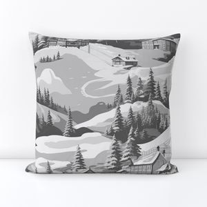 Small Montana Winter Cabins Montana with Evergreens in Grey Interior Collection Home Styling Collection montana ski slope throw pillow design