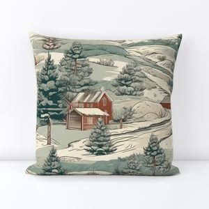 Small Montana Winter Cabins Montana with Evergreens Design Collection Home Decor Collection montana trees throw pillow design