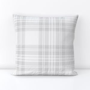 Cloud Grey Pale Airy Large Traditional Tartan Plaid Pattern Home Styling Collection Design Collection soft tones throw pillow design
