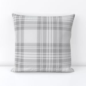 Ash Grey Cool Large Traditional Tartan Plaid Pattern Home Styling Collection Design Collection soft tones throw pillow design