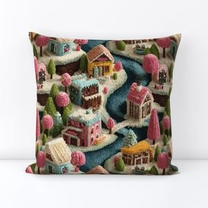 Whimsical Crocheted Christmas Candy Land Village Home Styling Collection Home Decor Collection christmas throw pillow design