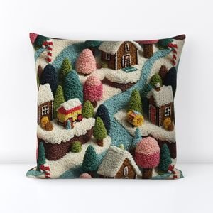 Gingerbread Crocheted Christmas Candy Land Village Home Decor Collection Interior Collection christmas throw pillow design