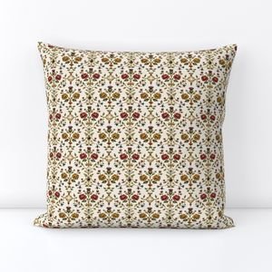 Elizabethan Rainbow Portrait Floral Damask Queen Dress Motif Small Scale Decor Collection Decor Collection floral motif throw pillow design
