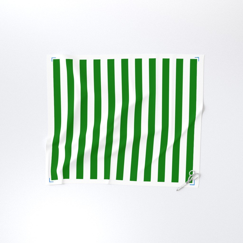 Classic Green and White 2 Inch Vertical Stripes Fabric 2 inch fabric