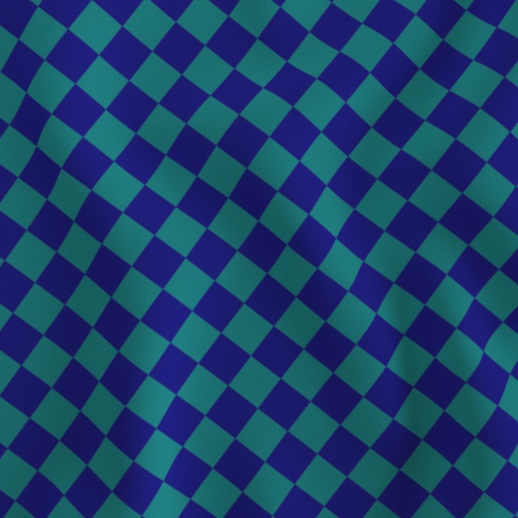 Classic Teal and Navy 1 Inch Diagonal Check Fabric bathroom fabric
