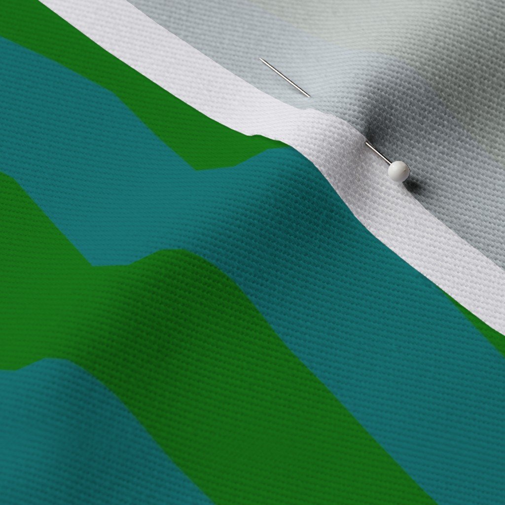 Classic Green and Teal 1 Inch Vertical Stripes Fabric cool tone fabric