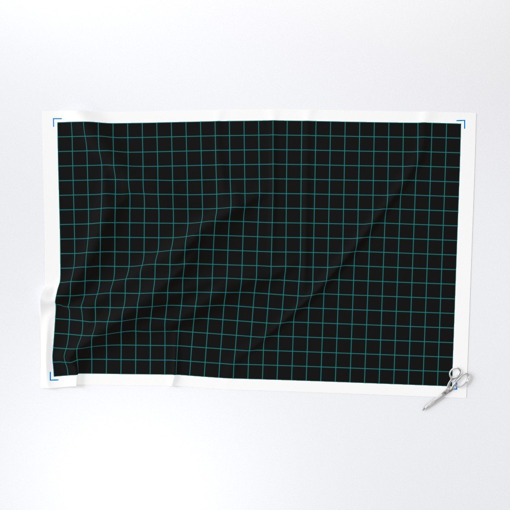 Teal and Black 2 Inch Grid Fabric 2 inch grid fabric