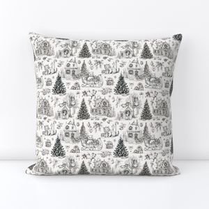 Christmas Cats Toile Black and White Home Styling Collection Home Styling Collection holiday cats throw pillow design
