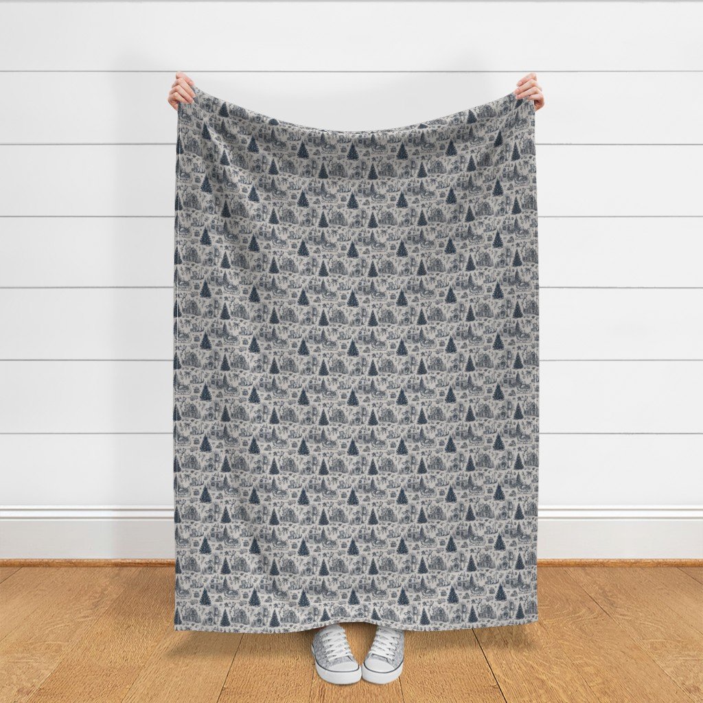 Christmas Cats Toile Midnight Navy Fabric christmas cats fabric