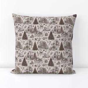Christmas Cats Toile Chocolate Brown Home Styling Collection Decor Collection christmas toile throw pillow design