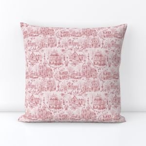 Victorian Christmas Village Toile Christmas Red Home Decor Collection Interior Collection christmas tree throw pillow design