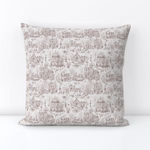 Victorian Christmas Village Toile Chocolate Brown Home Decor Collection Home Decor Collection christmas toile throw pillow design